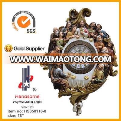 18 Inch Resin Wall Hanging Clock Last Supper Sculpture