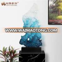 Fancy look Clear blue resin abstract craft sculpture modern home hotel lobby decoration