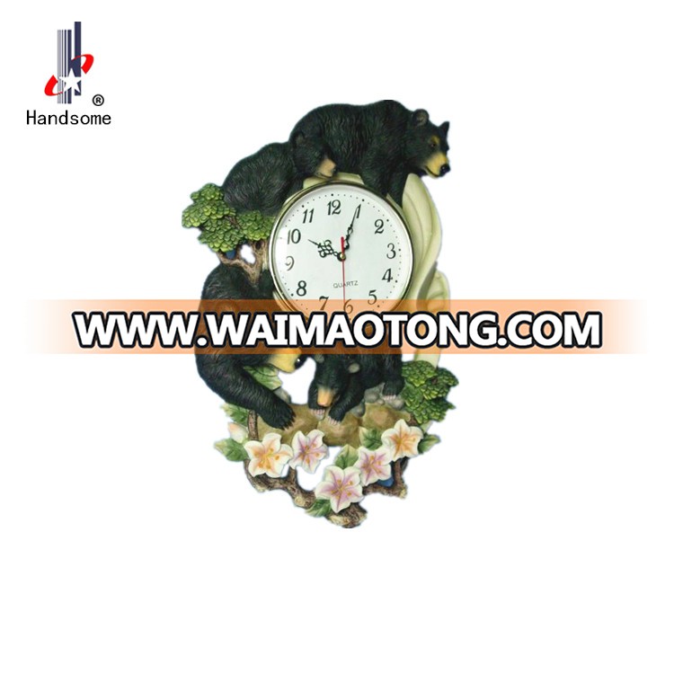 Resin sculpture Resin bear clock promotional item For Home Decoration