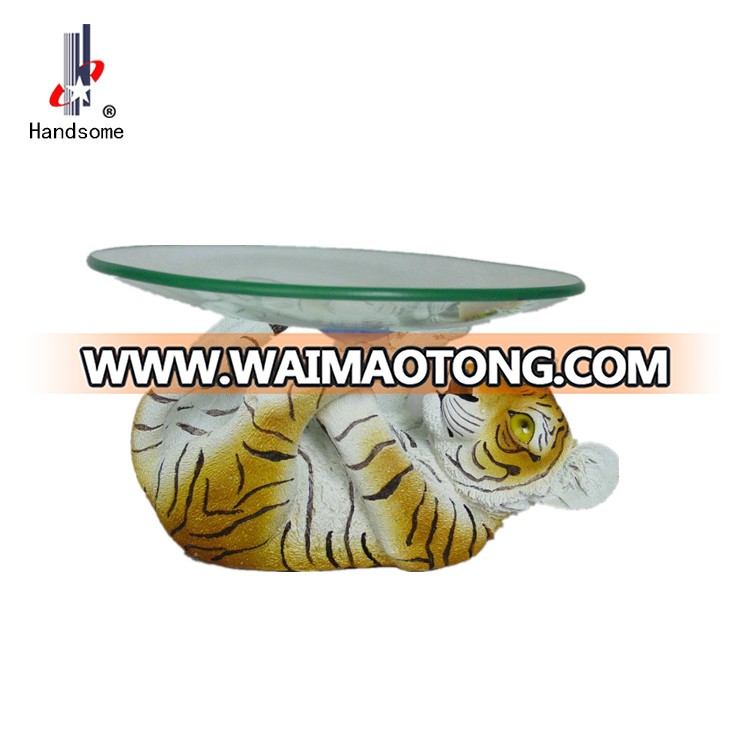 Crystal top fruit holder resin animal tiger statue unique fruit bowl