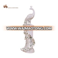 2018 Art deco stand home decoration resin phoenix sculpture poly resin statue life size gold peacock statues